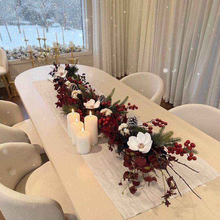 Christmas floral centerpiece dining table