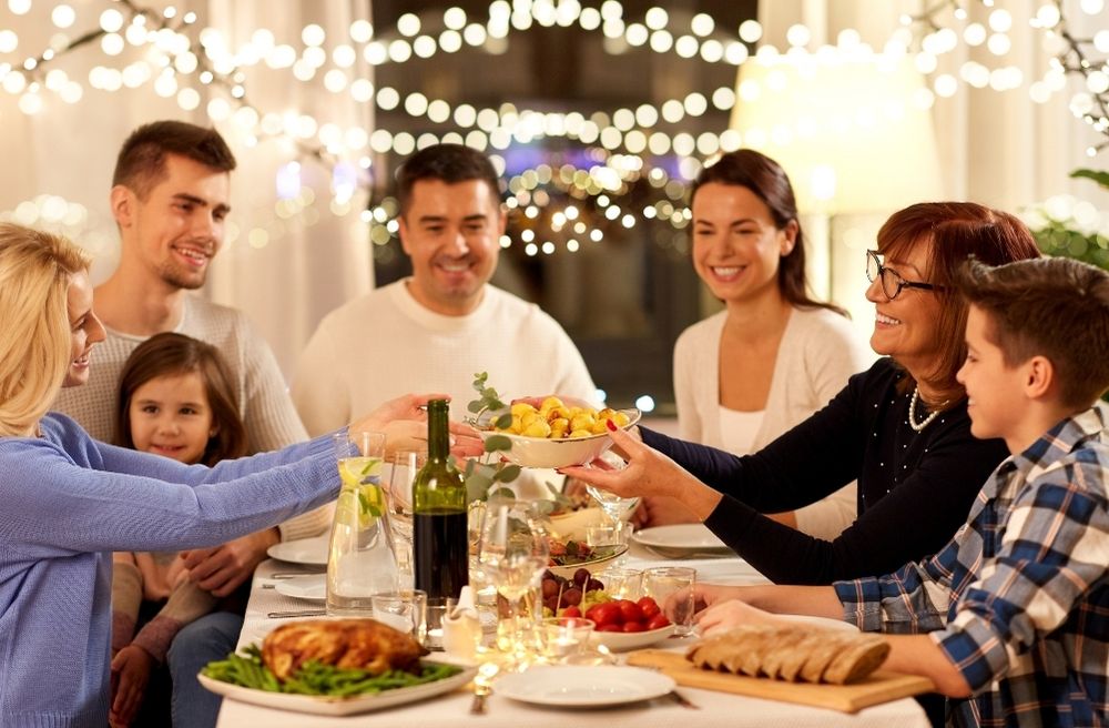 Family Having Dinner Party at Home