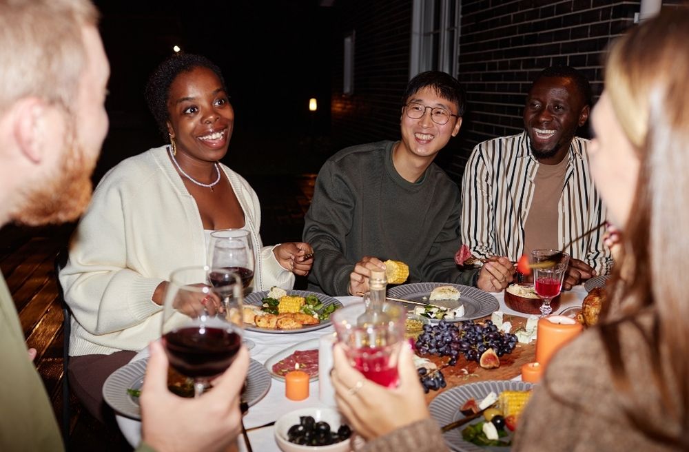 Friends at dinner table