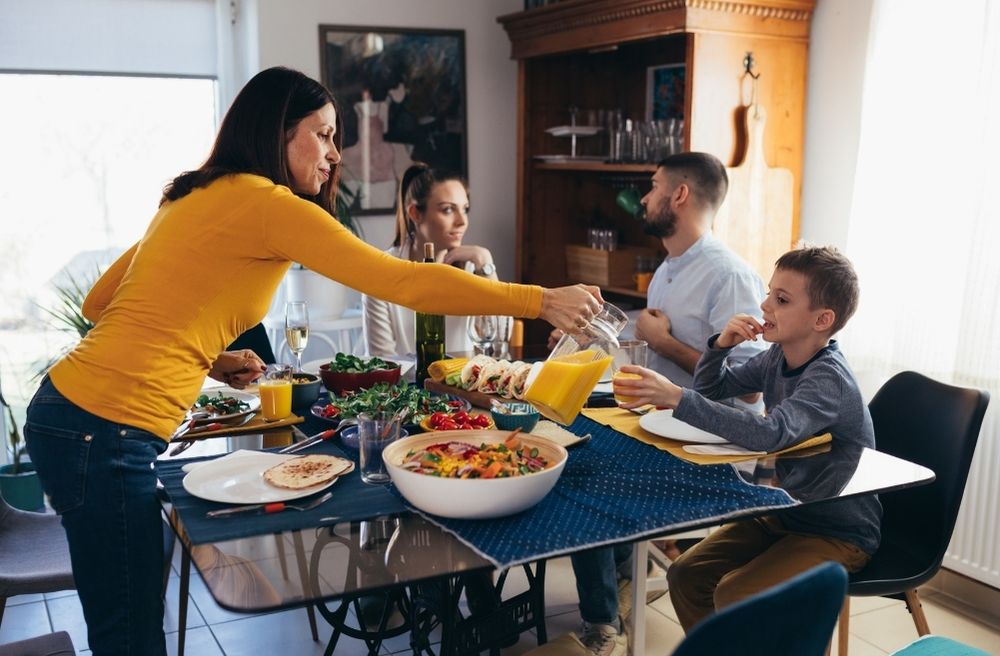 Happy family dinner at home