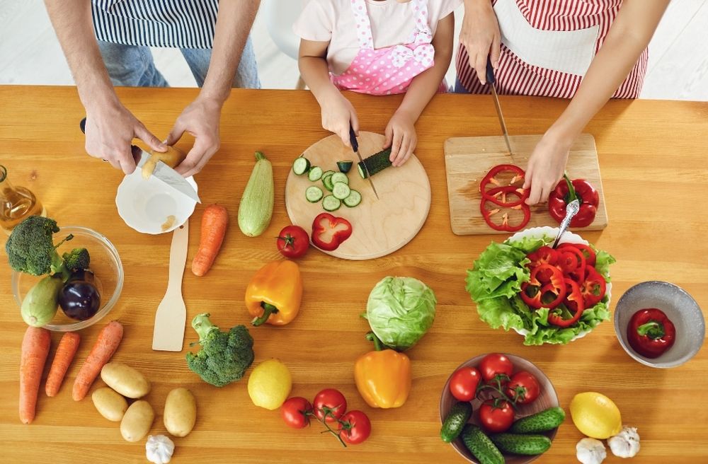 Meal planning in kitchen