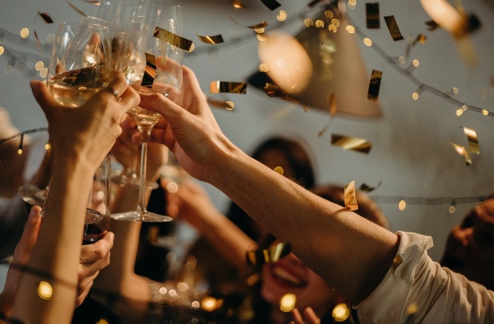 New Year's Eve champagne toast station