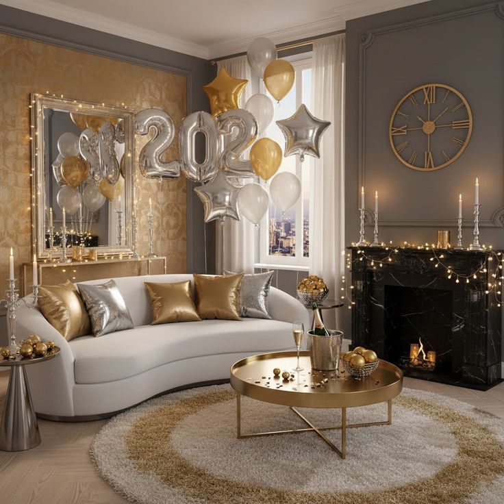 cozy New Year's Eve living room