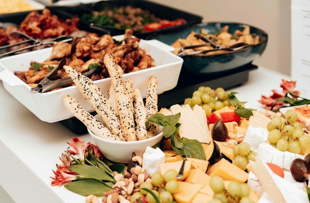 beautifully arranged Christmas buffet