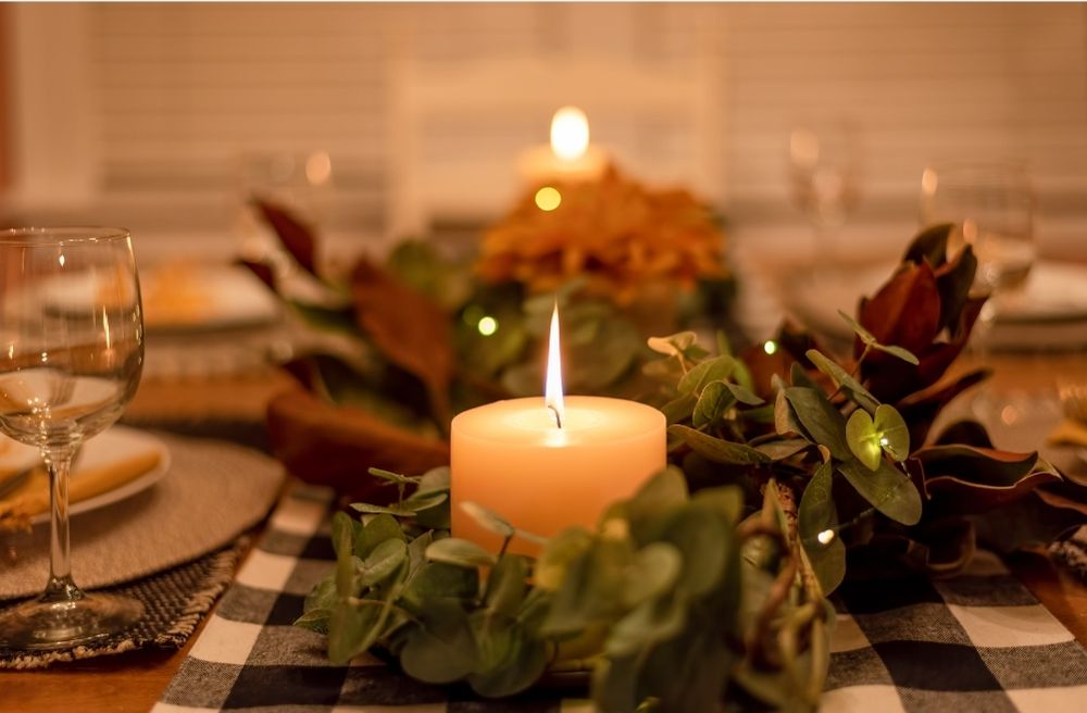 candlelit elegant dinner table