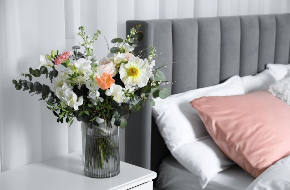 flowers in luxury bedroom