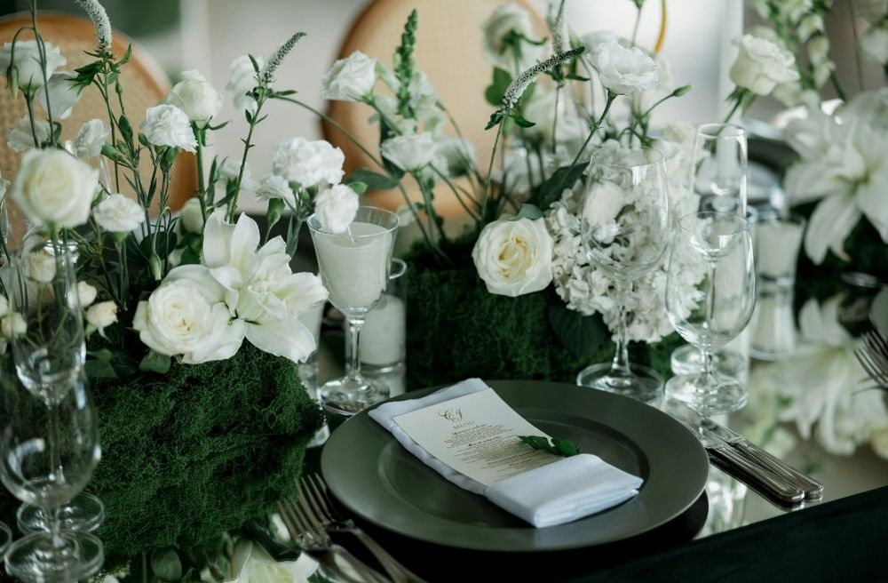 green botanical table setting