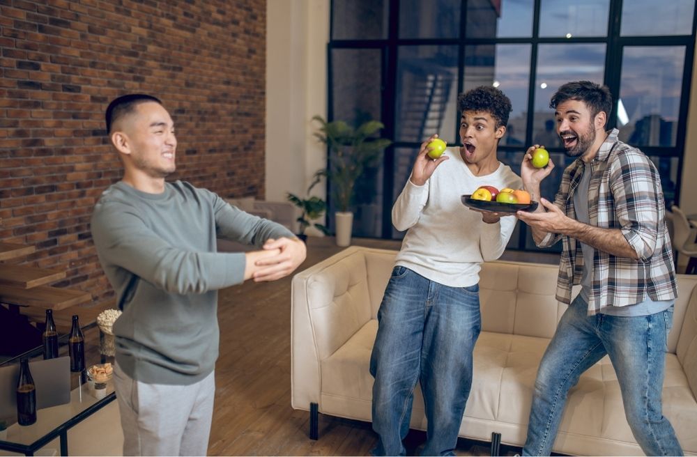 happy host entertaining guests