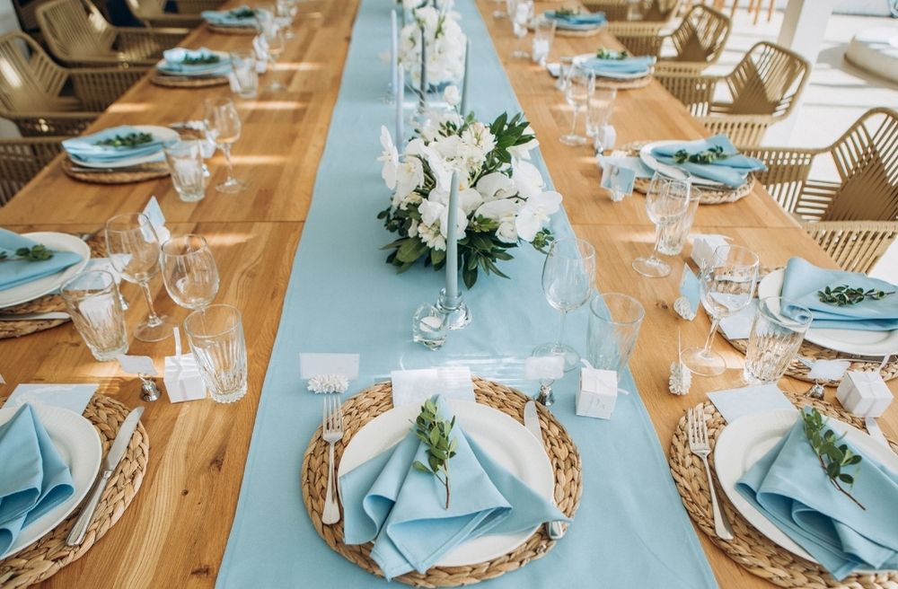 layered linen table decor