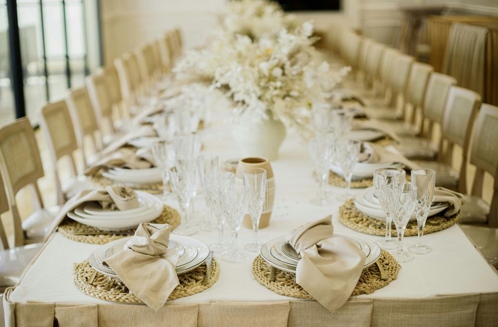 layered linen table setting