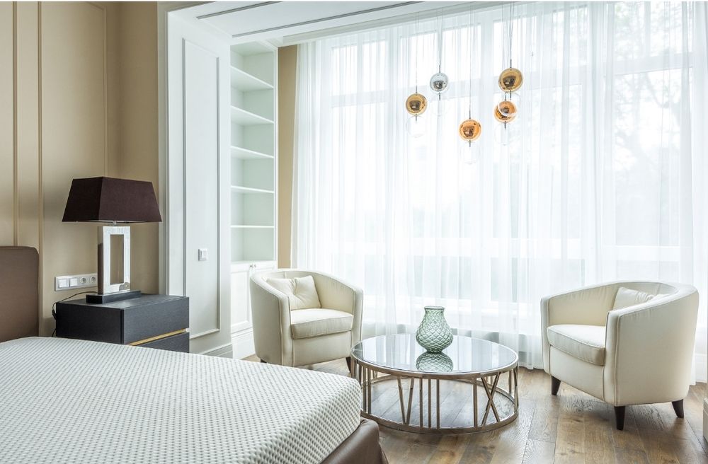 luxury bedroom seating area