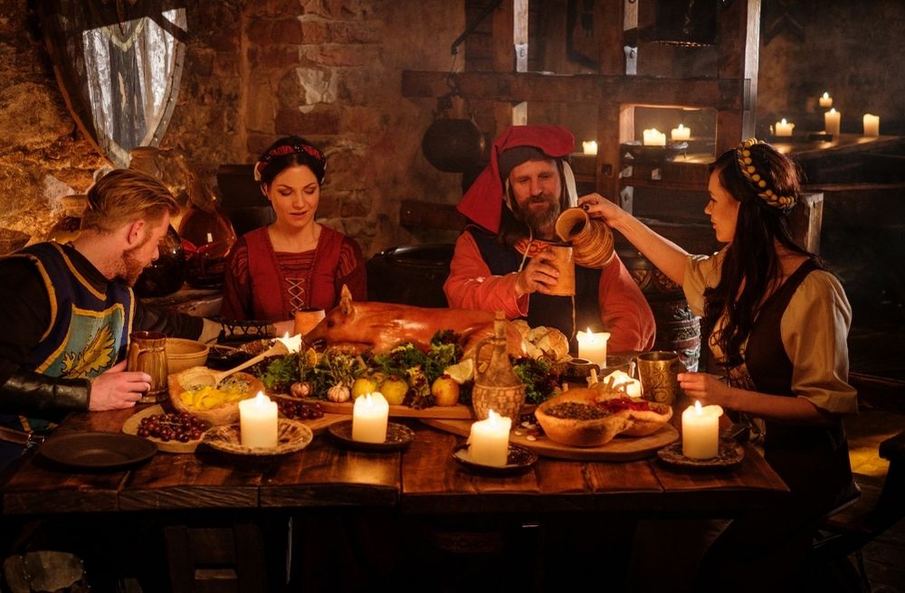 medieval banquet table