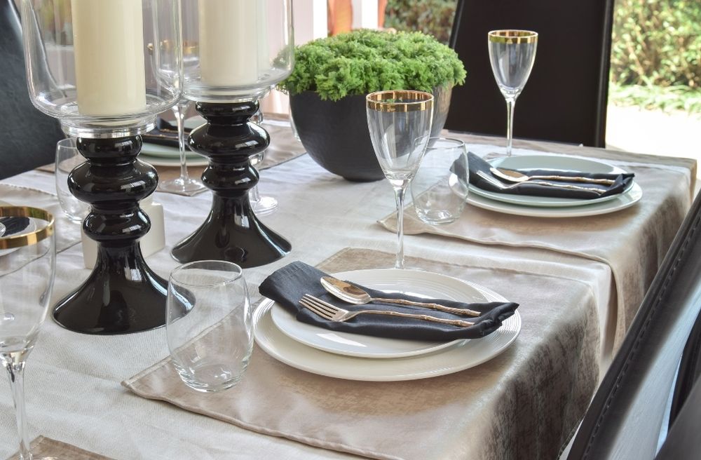 neutral dining table featuring matte