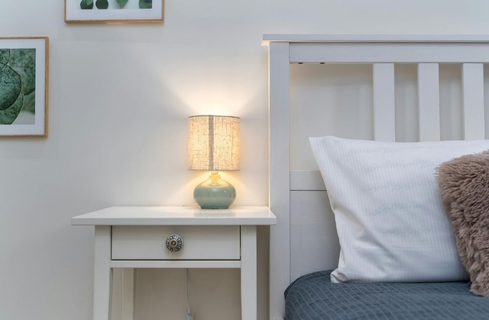 organized bedroom nightstand