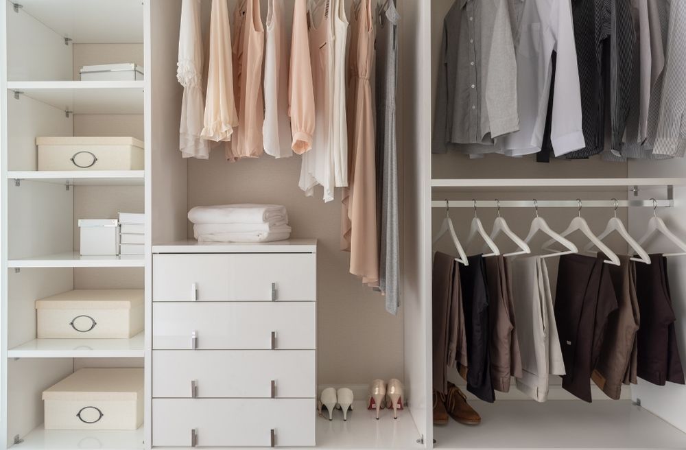 organized guest room closet