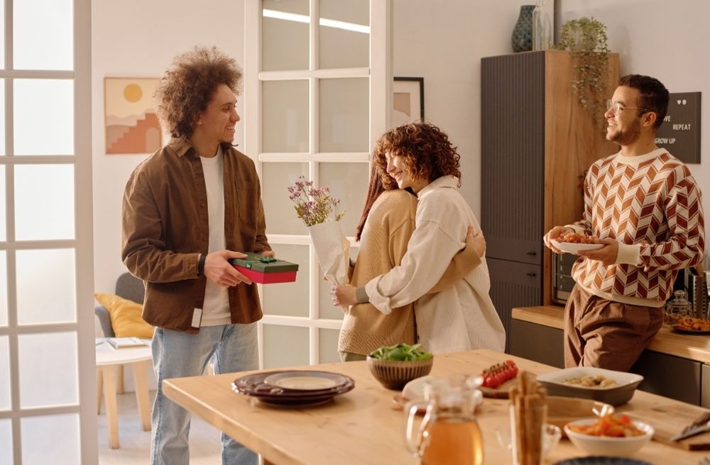 People meeting at house party