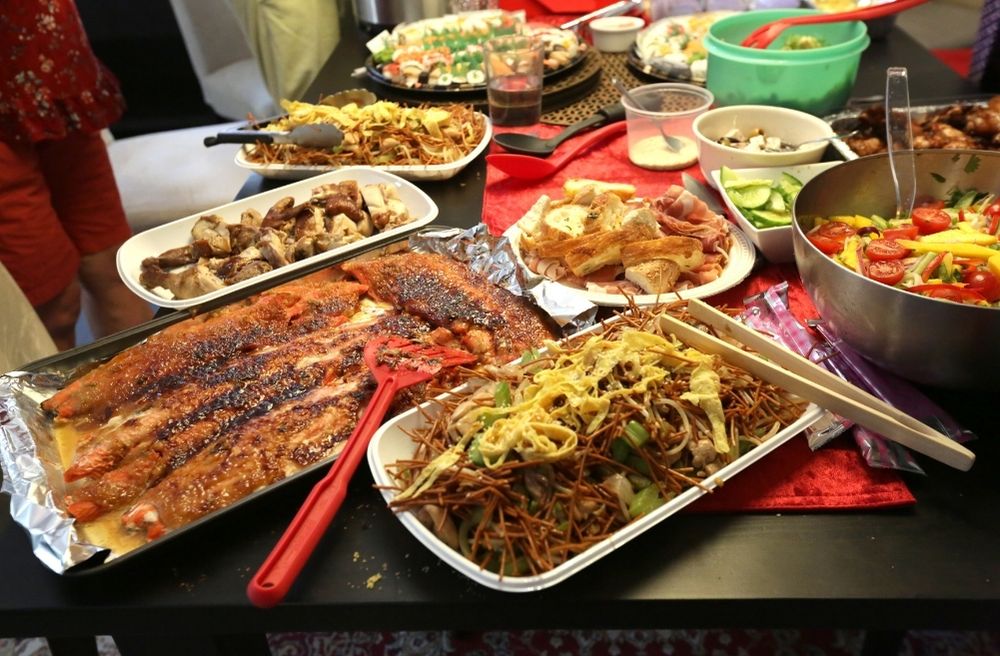 Potluck dinner table