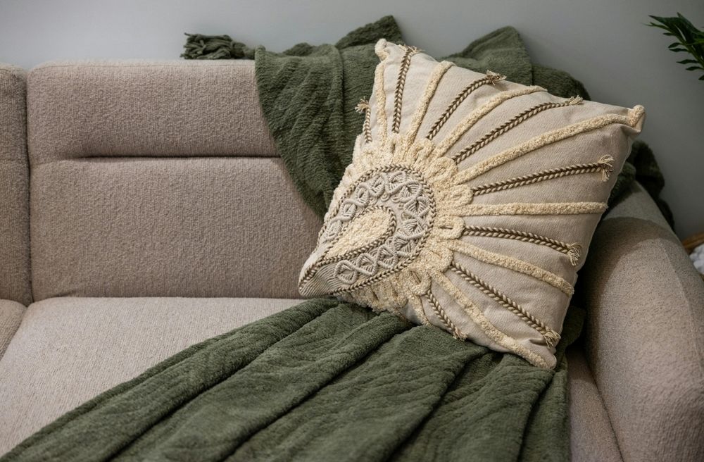 soft throw blanket on cozy sofa