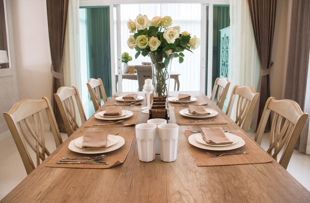 wood table elegant place setting