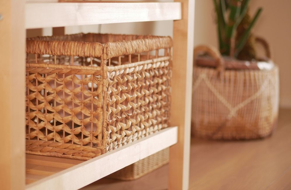 woven storage baskets bedroom