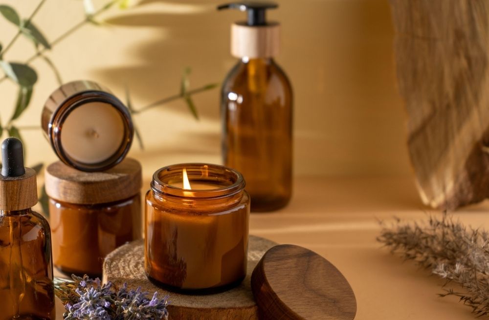 DIY soy candle in glass jar