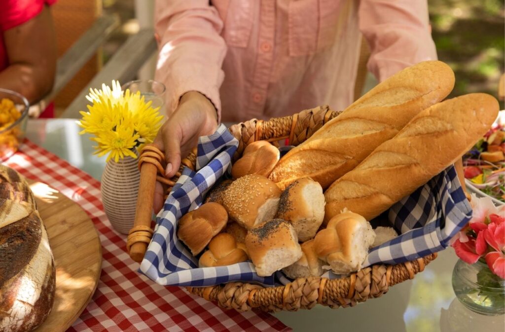 French baguette dinner table linen basket
