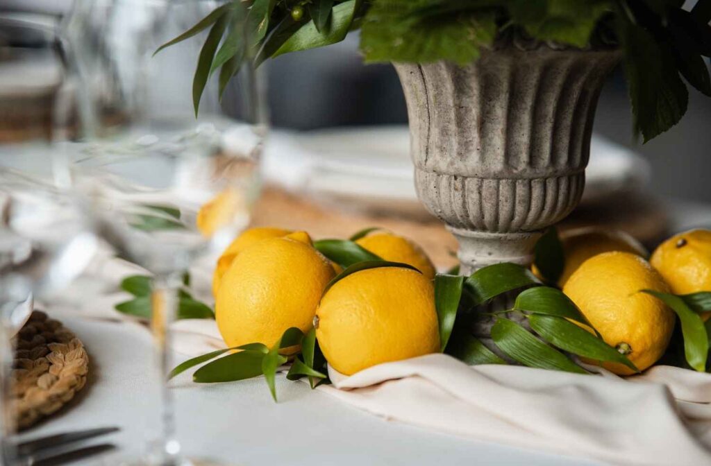 Italian lemon olive table decor