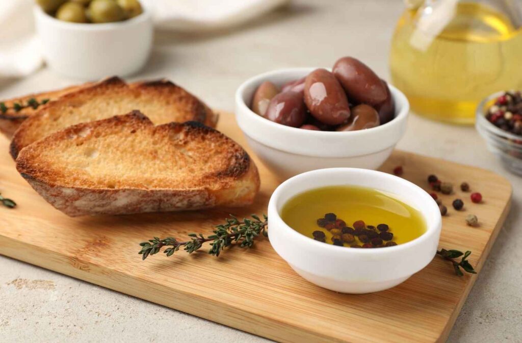 Mediterranean bread olive oil dipping table