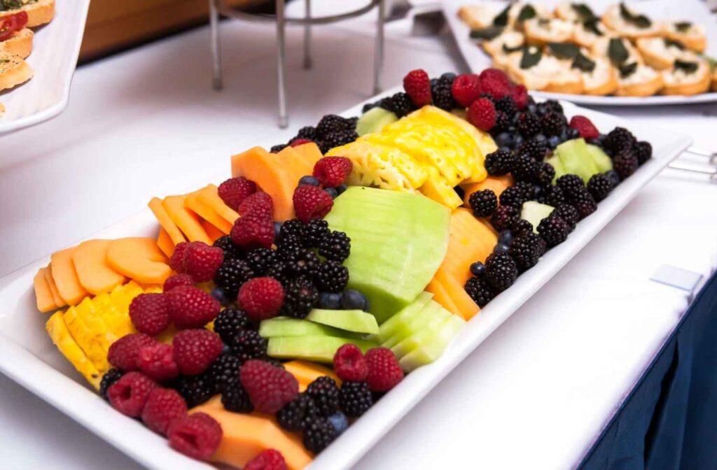 Mediterranean fruit platter table