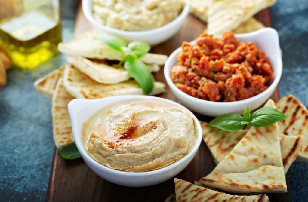 Mediterranean mezze table spread