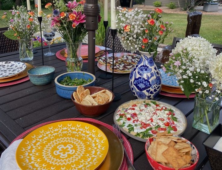 Mediterranean outdoor feast dinner party