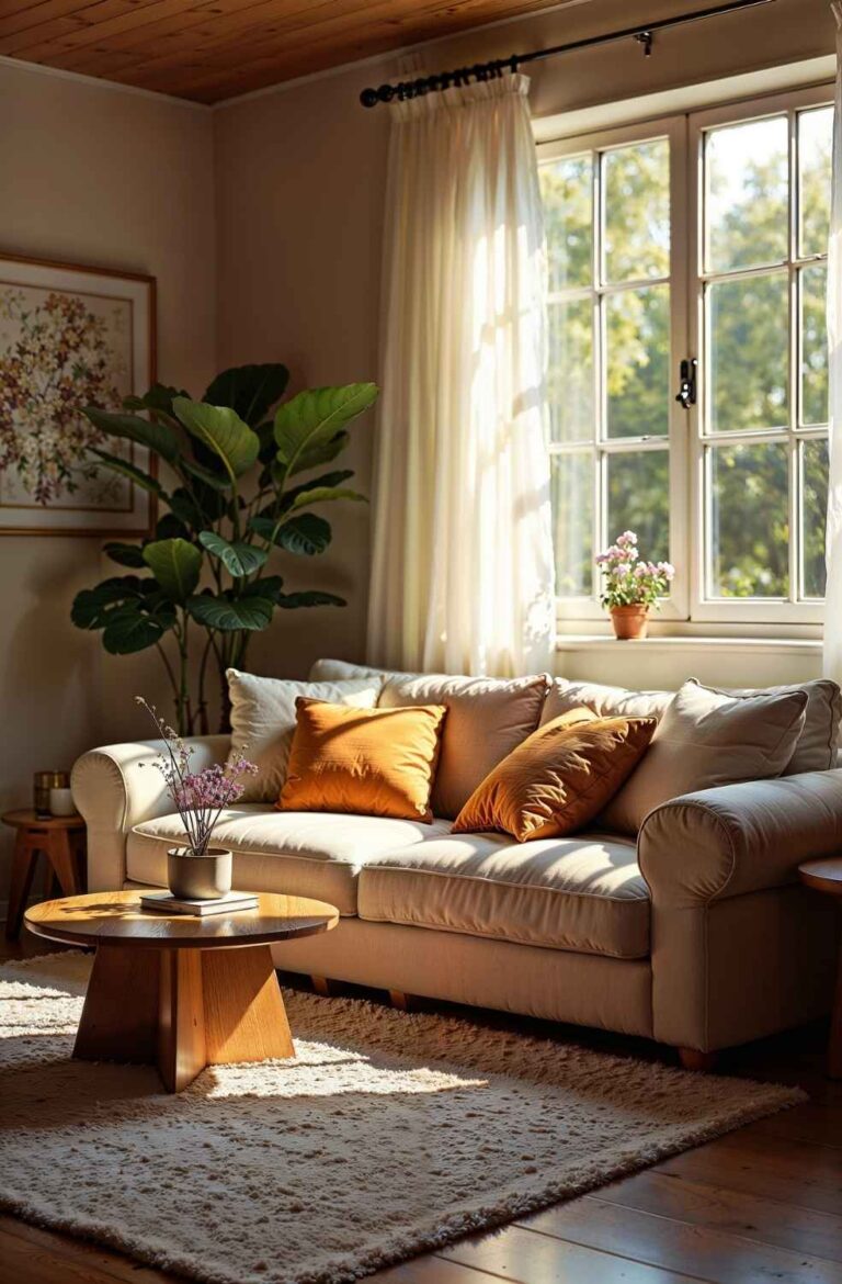 Warm, tidy living room creating a comfortable and inviting atmosphere