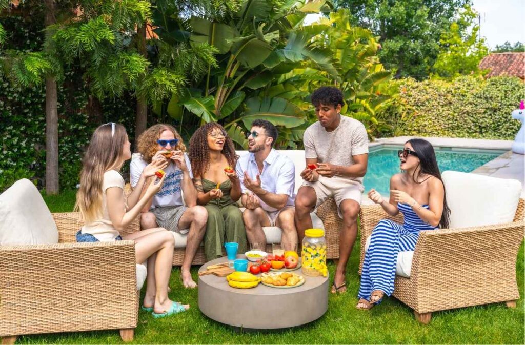 backyard dessert conversation area