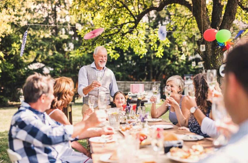 backyard dinner party evening gathering