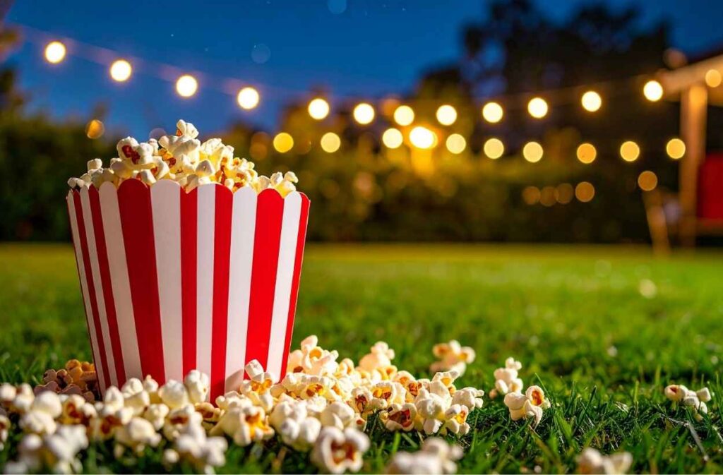 backyard movie night photo area