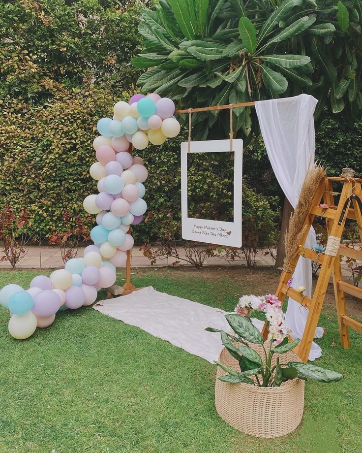 backyard party photo corner