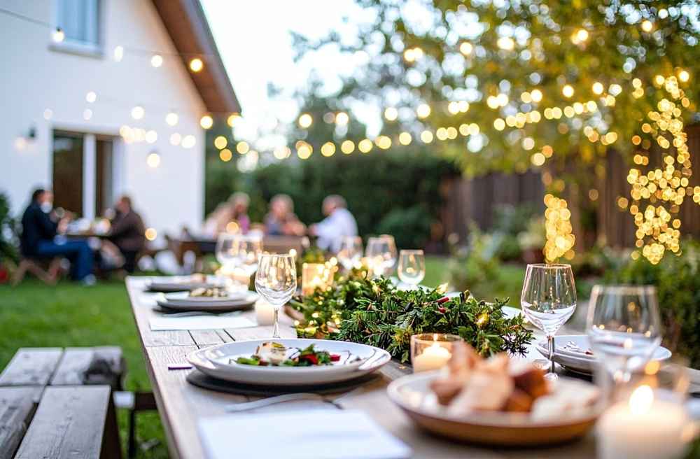 backyard string lights party