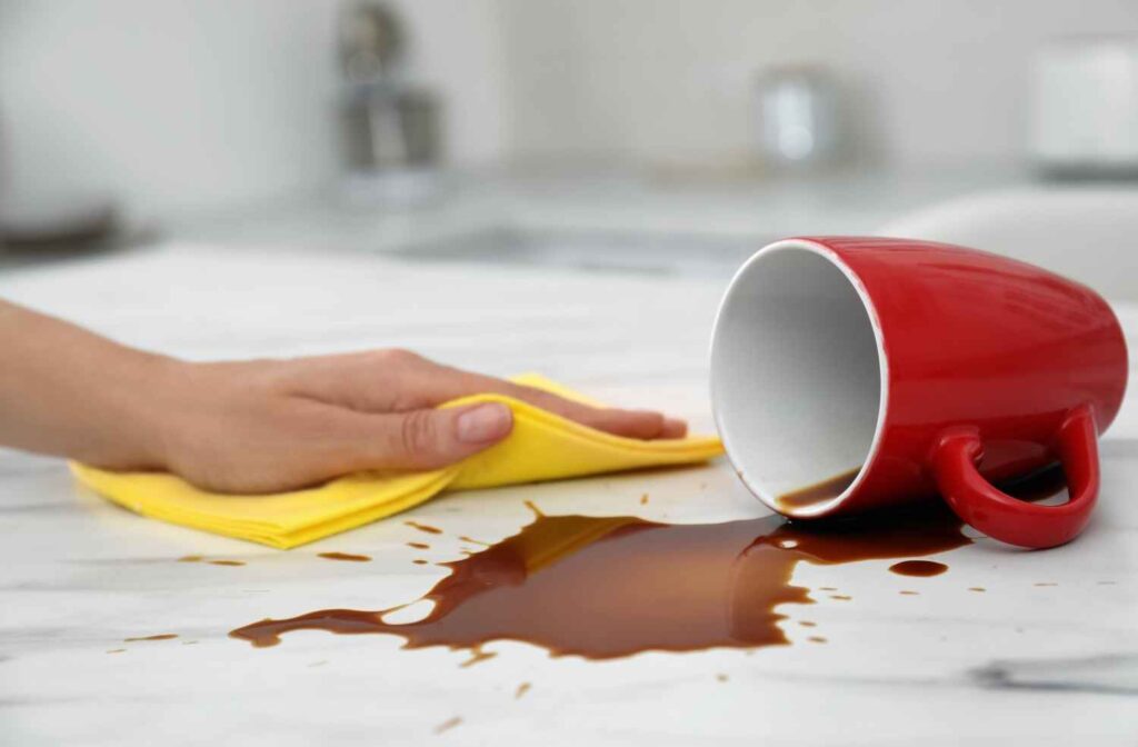 cleaning spilled drink