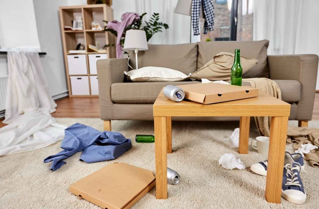 cluttered living room home