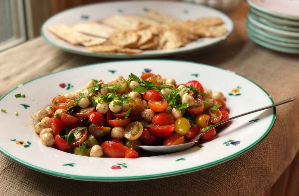 colorful Mediterranean salad dinner table