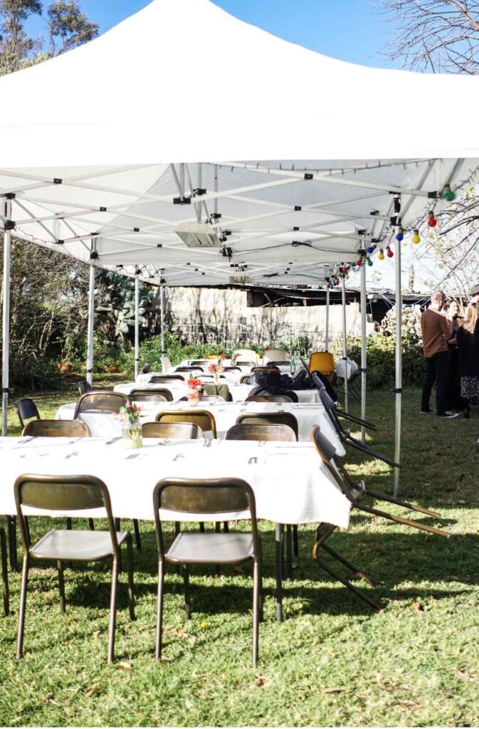 covered backyard dinner
