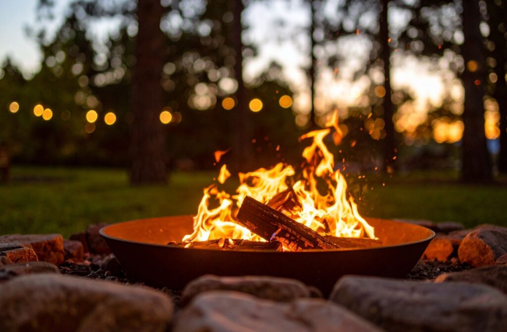cozy backyard fire pit evening