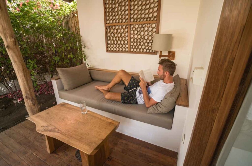 cozy patio reading nook