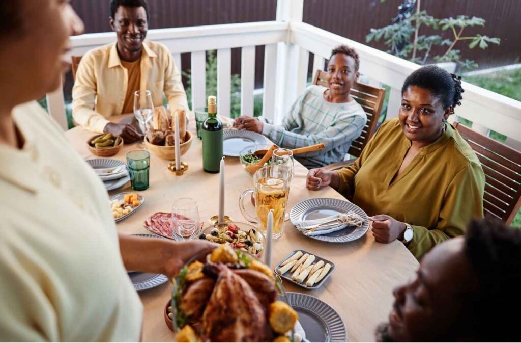family style outdoor chicken dinner