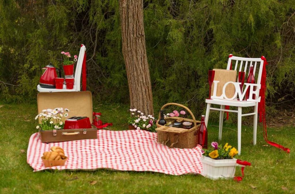 fresh flowers picnic decor