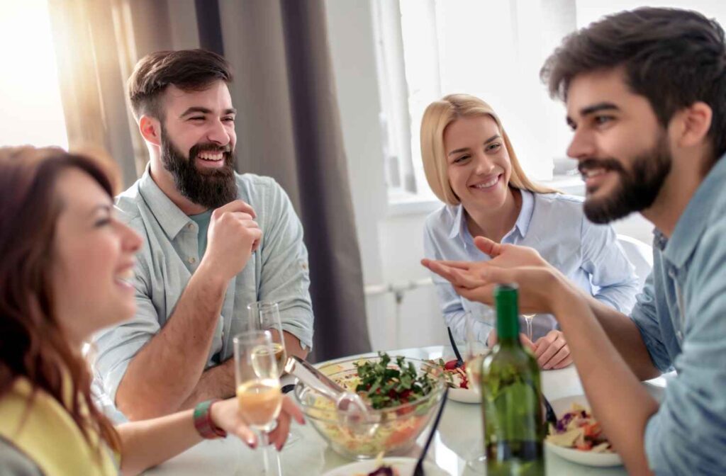 friends having lunch at home