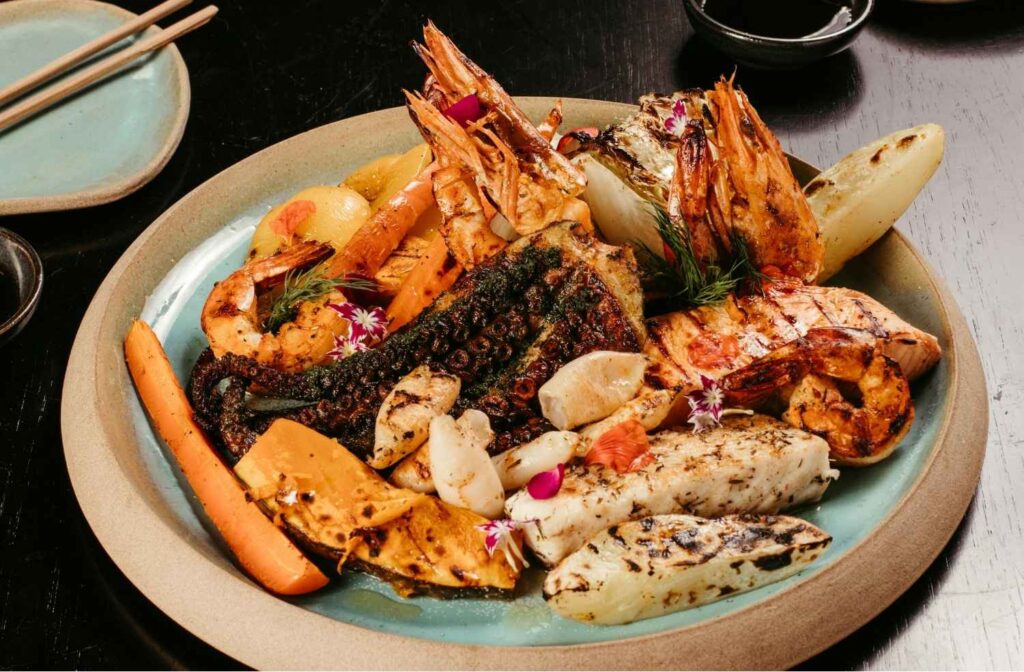 grilled seafood outdoor dinner