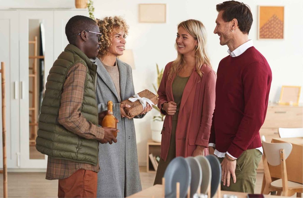 guests meeting at house party