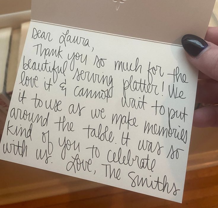handwritten thank you card gift