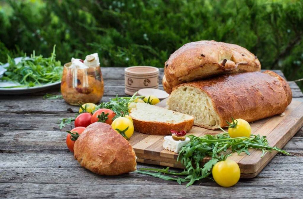 homemade bread outdoor dinner